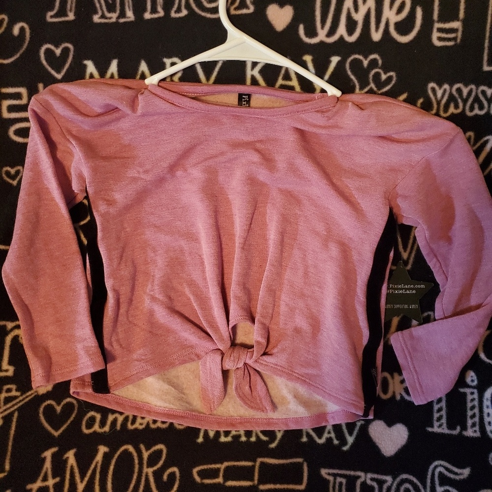 Pixielane brand cropped sweatshirt with tie front